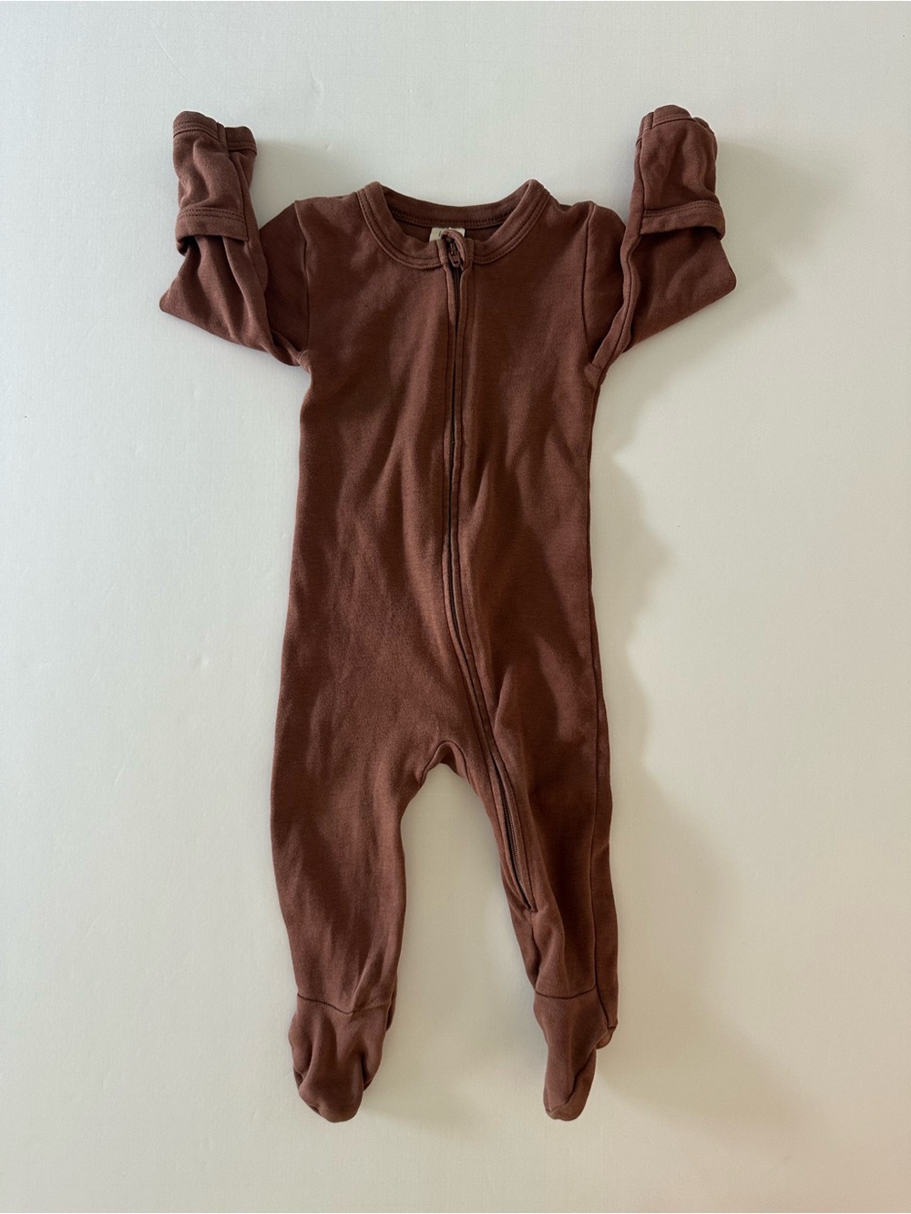 Kate Quinn Baby Brown Footie Coverall 0-3 Months Organic Cotton Footie Pajama